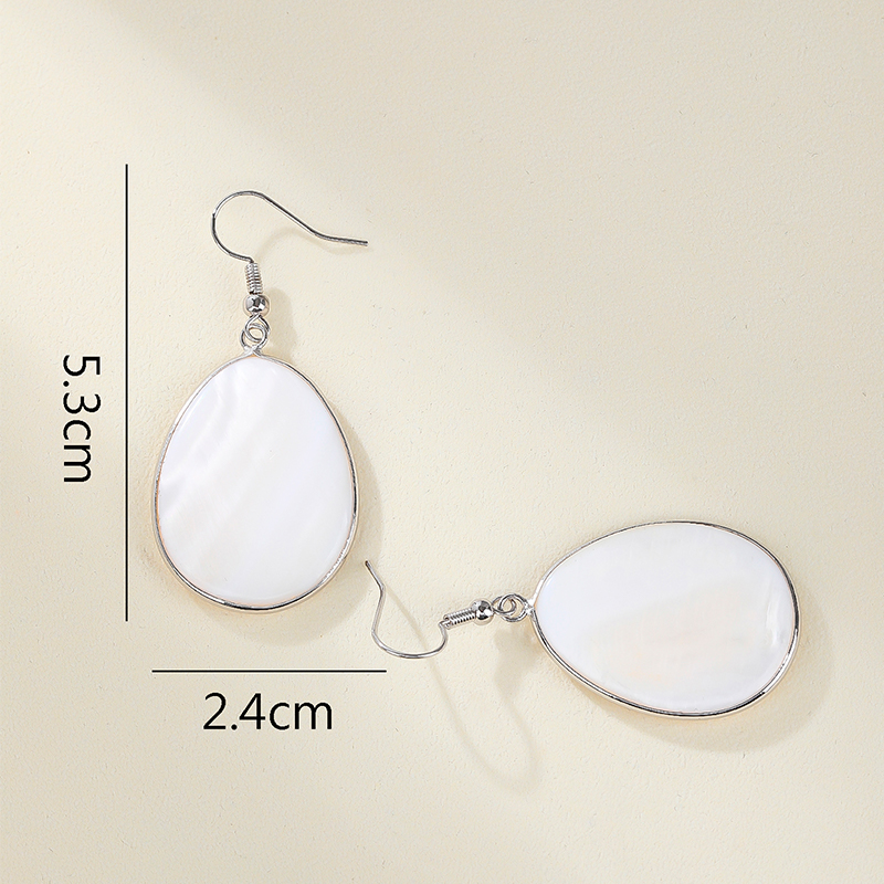 925 sterling silver hook earrings with 31X23mm mother of pearl earrings
