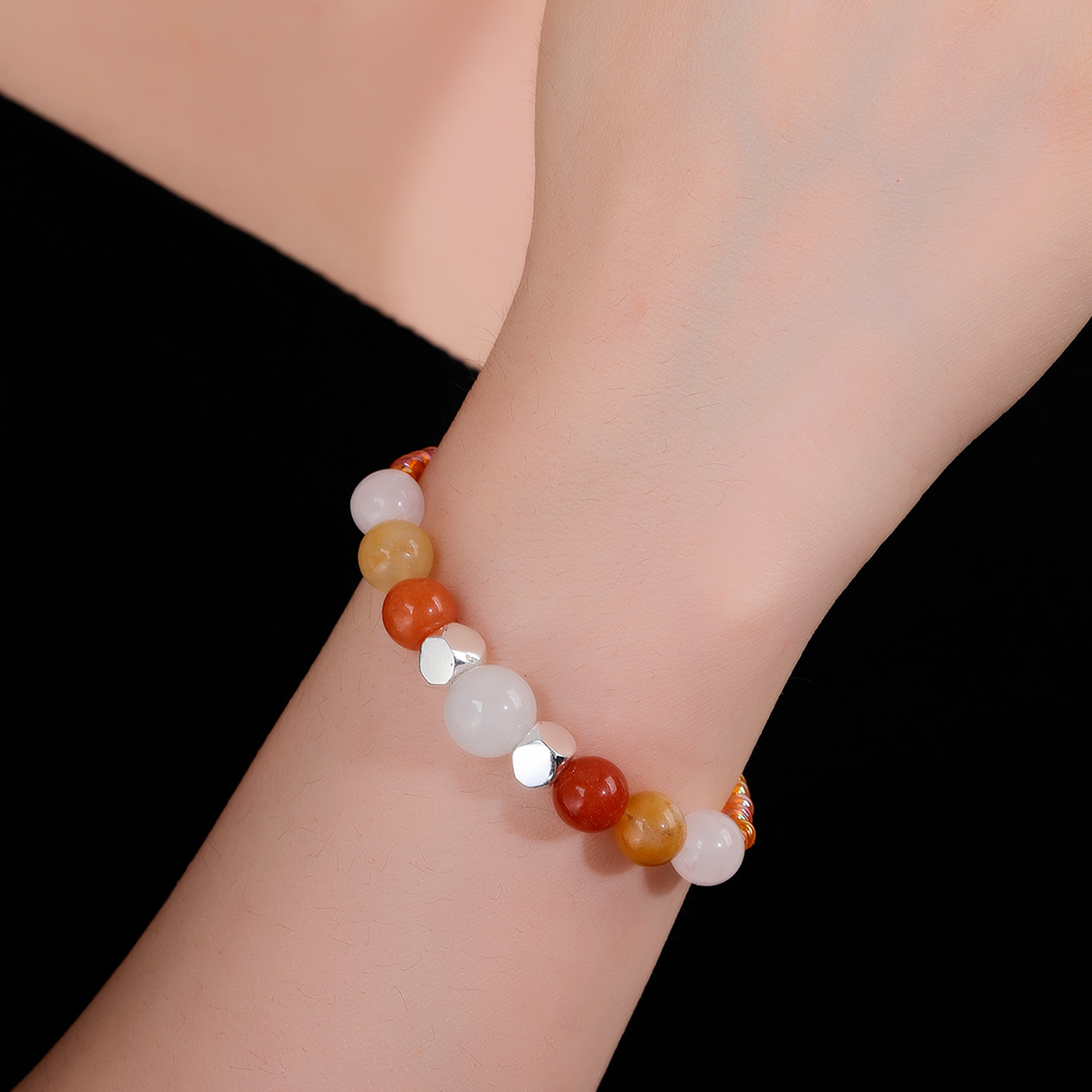 Trendy bracelets with mix color stone brass bracelet