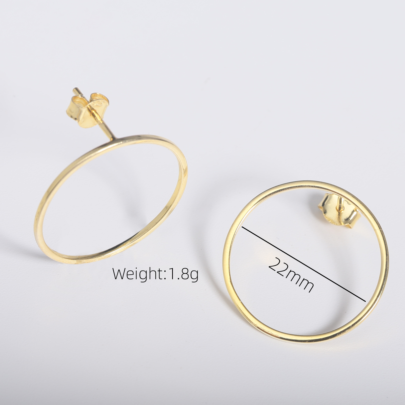 Hoop earrings with 22mm circles stud earring fashion elegant women jewerly best party gifts