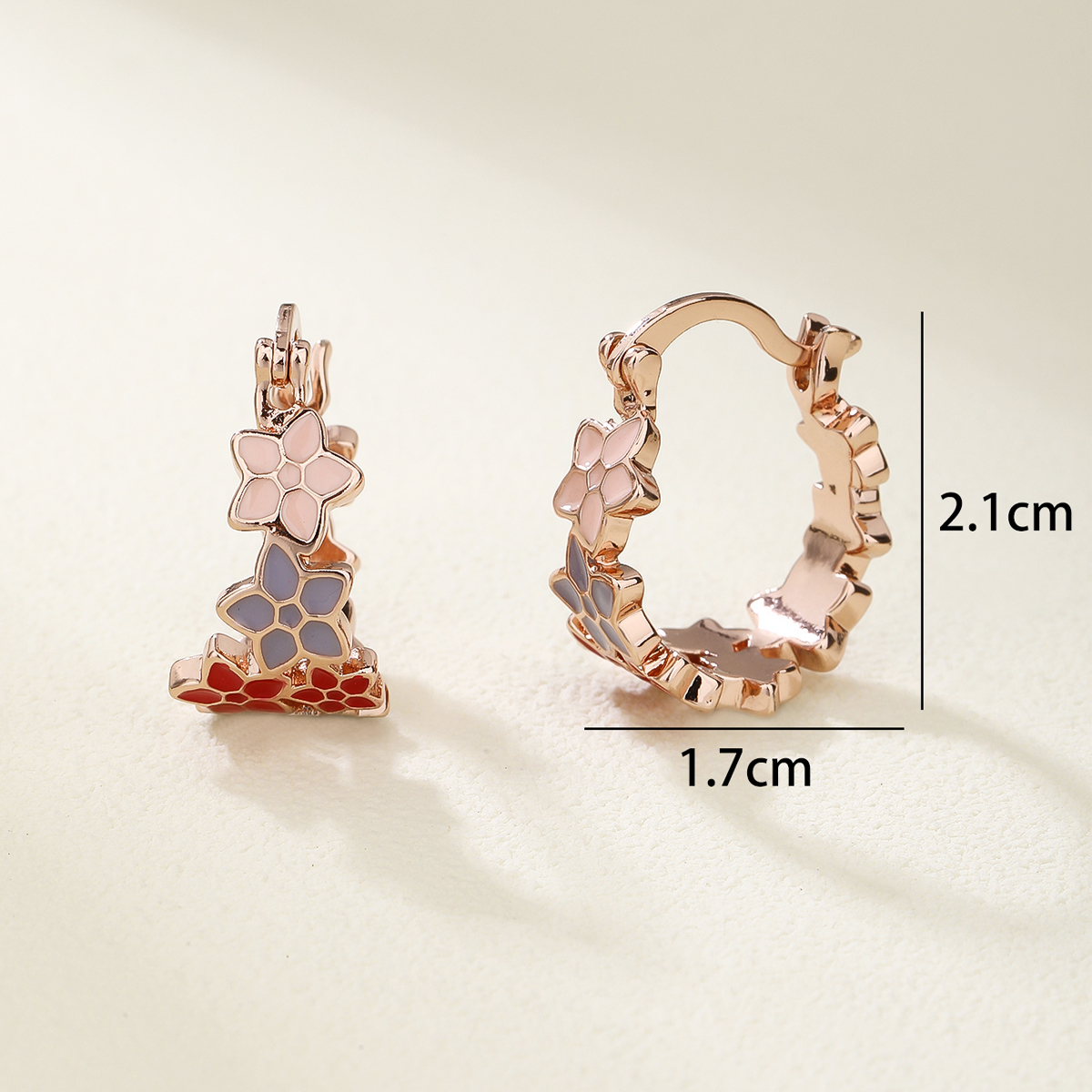 brass earrings for women fashion design enamel flower hoop earrings
