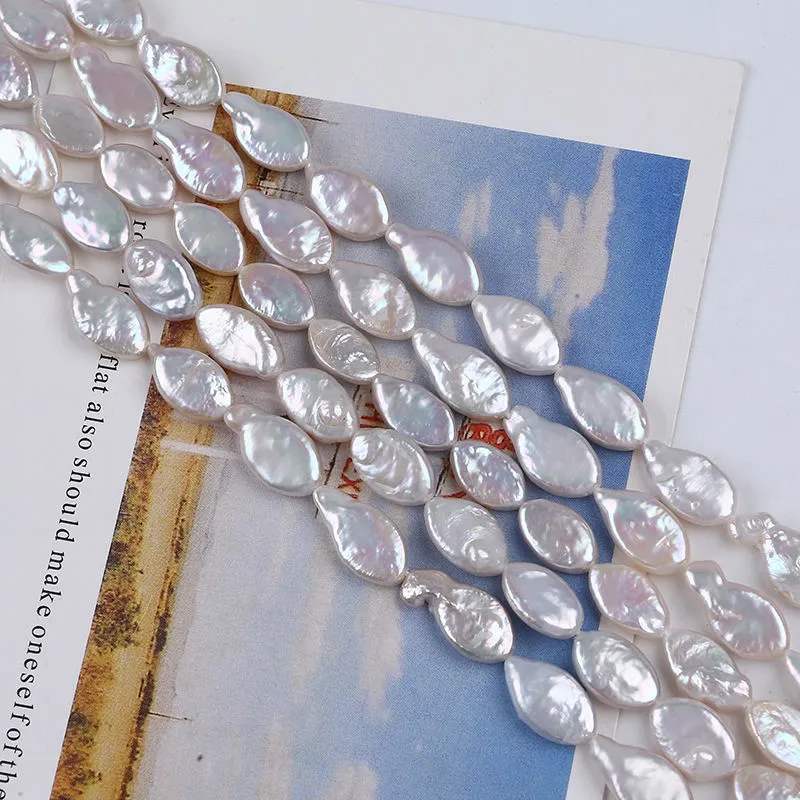 freshwater cultured pearl loose beads whole drill strand white oval shape coin pearl handmade jewelry wholesale