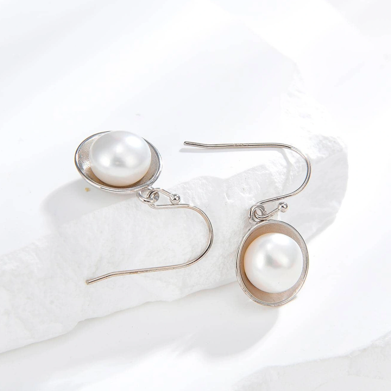 925 stelring silver freshwater pearl hook gold plated for women girls jewelry gift