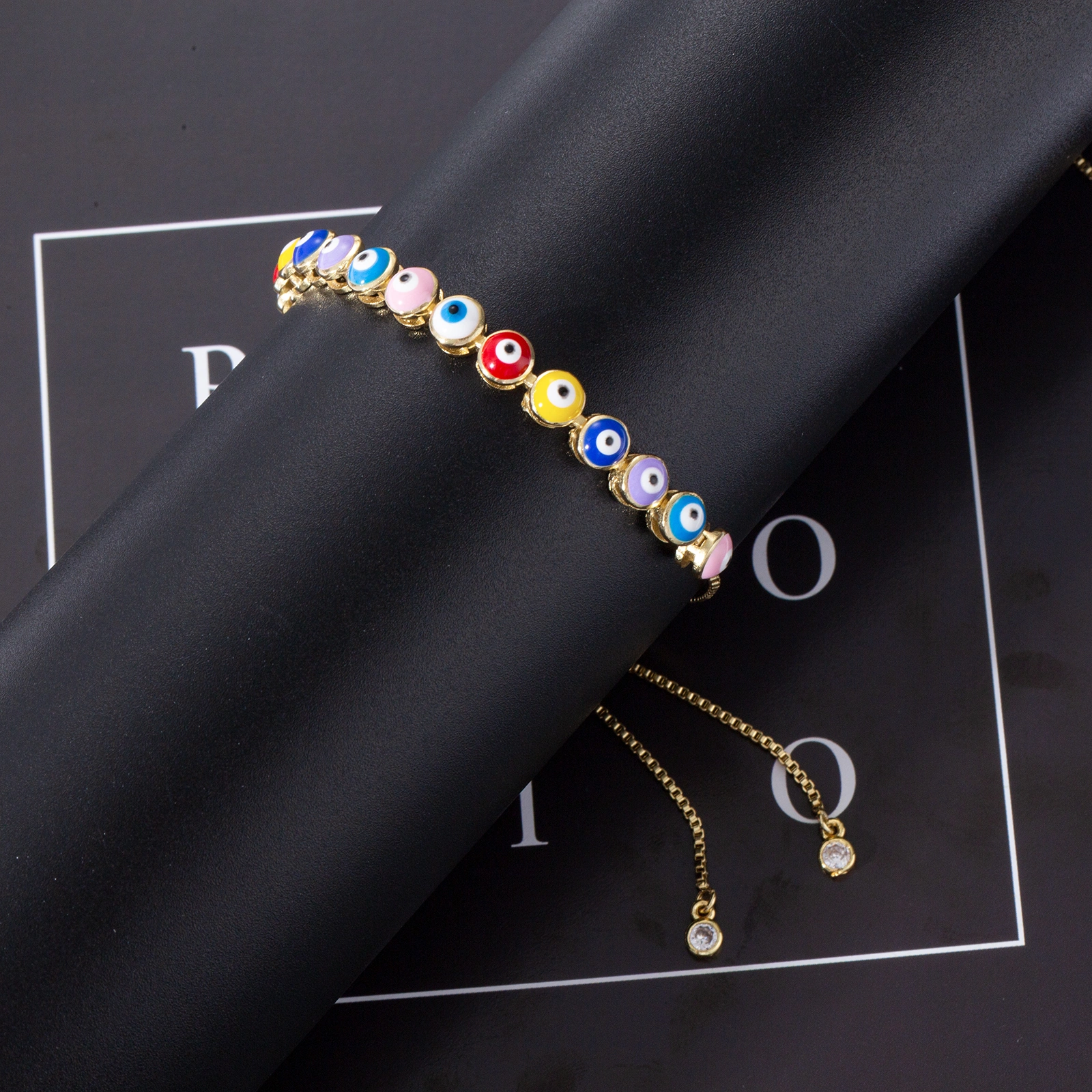 handmade brass chain bracelet multicolor evil eyes unique women men jewelry