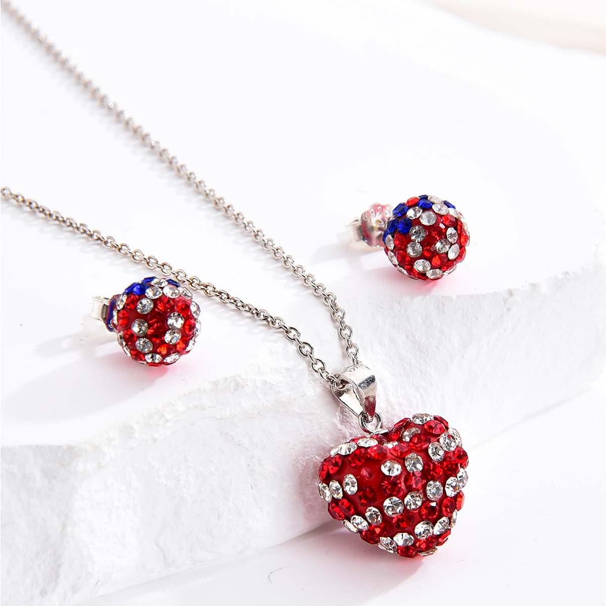925 sterling silver chain necklace paved with crystal fashion heart shape pendant