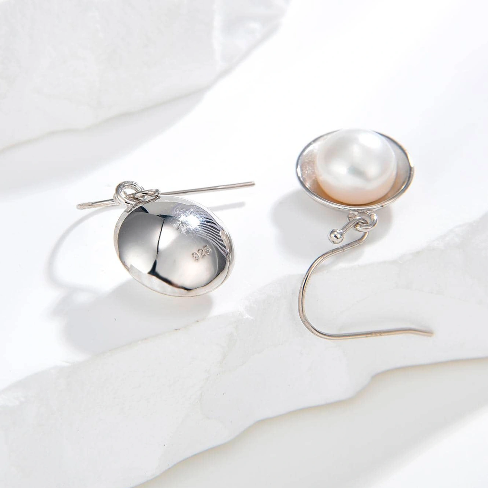 9-9.5mm freshwater cultured button pearl with 925 sterling silver hook earrings women girls jewelry gift