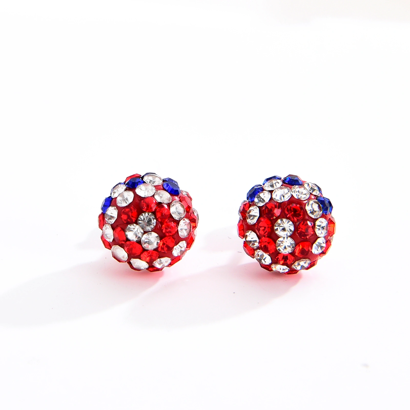 925 silver stud earrings crystal paved ball earring for women