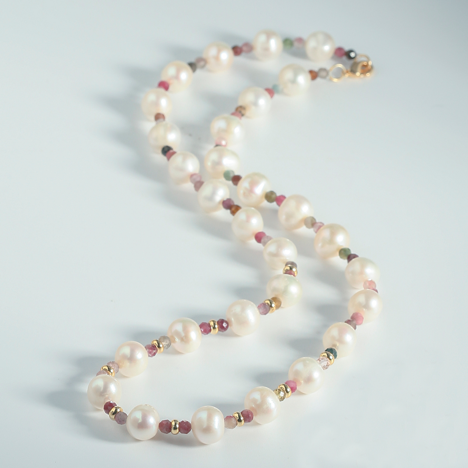 925 sterling silver clasp with freshwater pearl necklace tourmaline beads jewelry gift for women