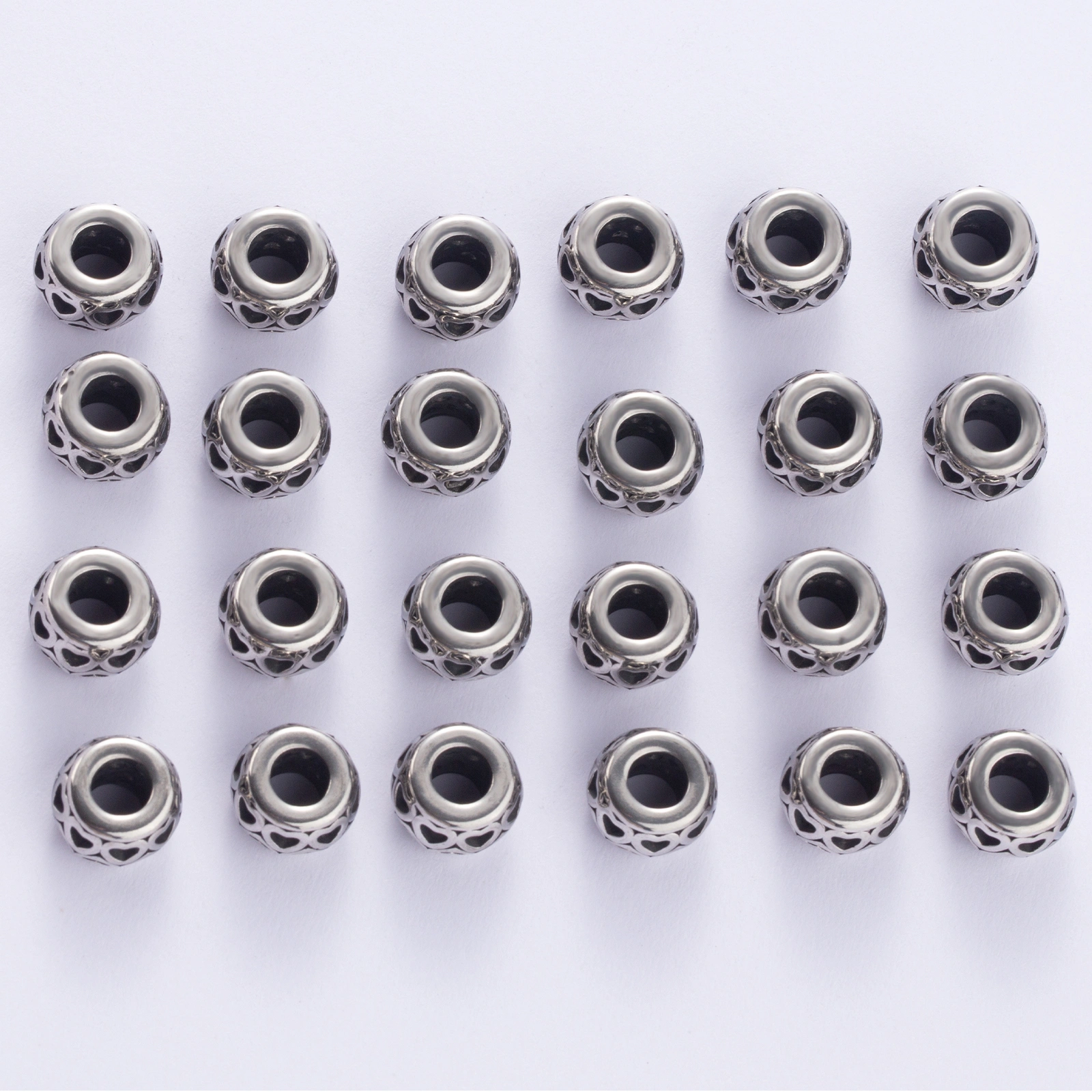round large hole stainless steel large hole heart charm spacer beads jewelry findings