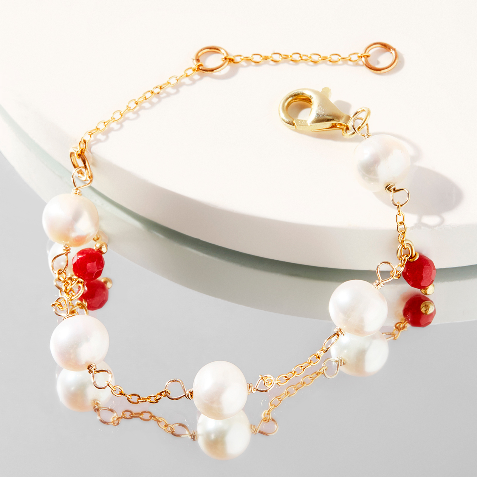simple elegant silver chain bracelet elegant white 5-6mm freshwater round pearl gold plated women jewelry