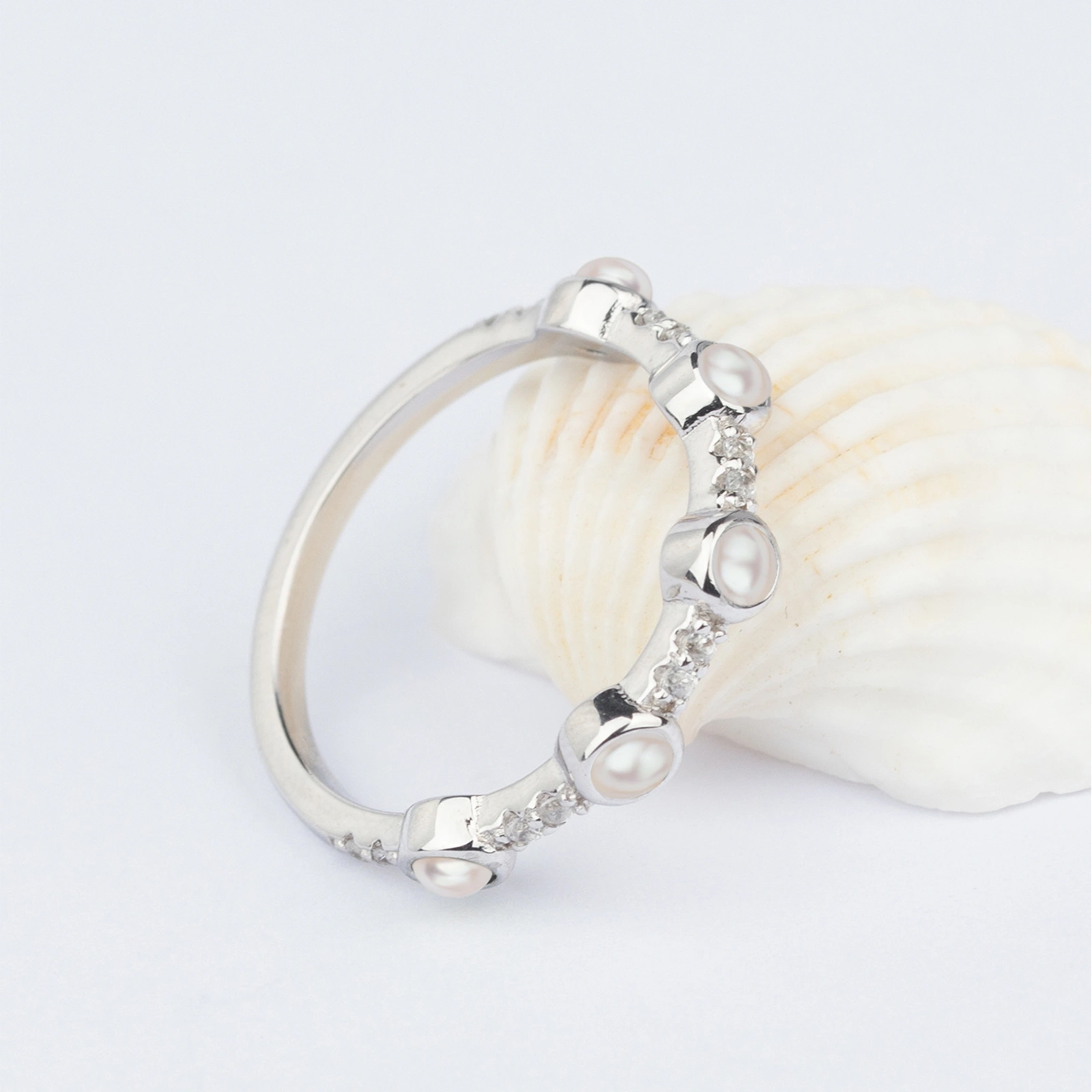 freshwater pearl elegant silver cz ring fashion simple best jewelry gifts