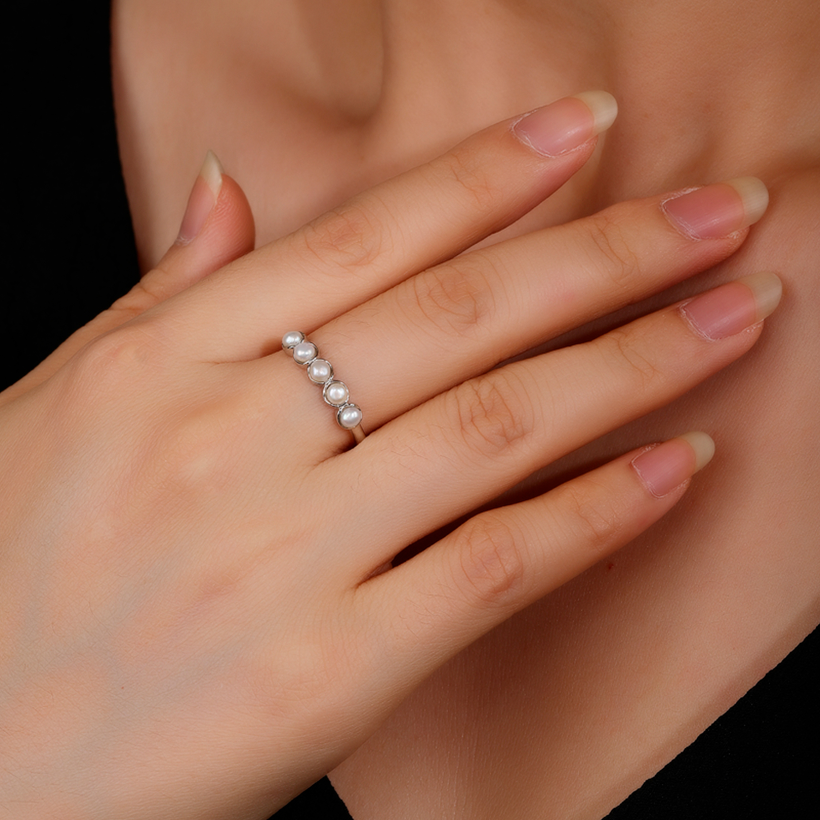 fashion handmade jewelry freshwater pearl silver ring wedding gifts