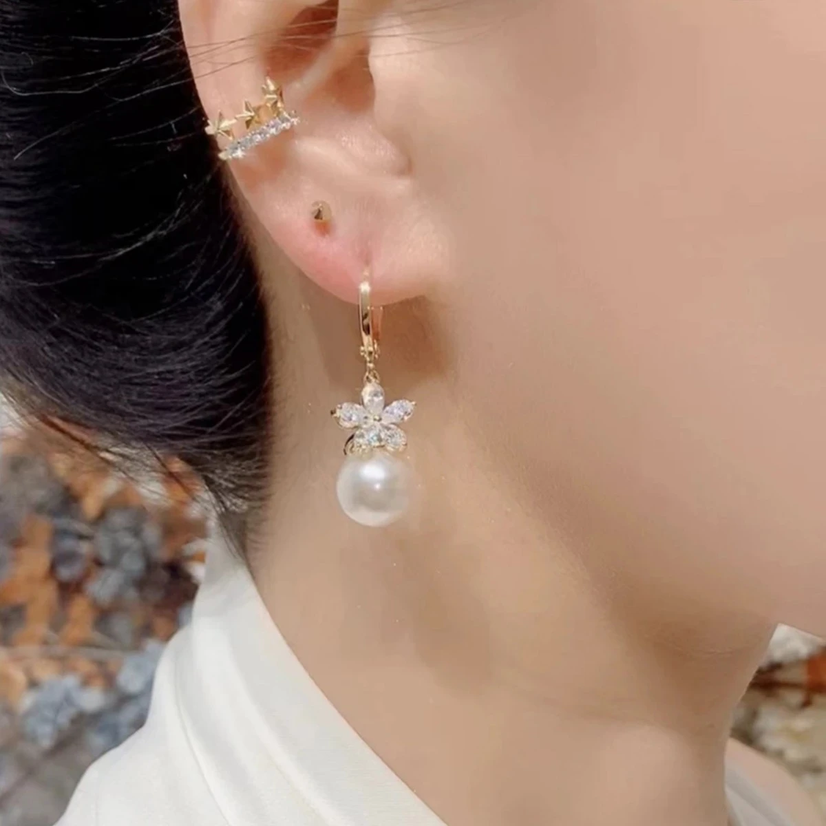 Fashion Jewelry earrings with freshwater pearl drop for women girls