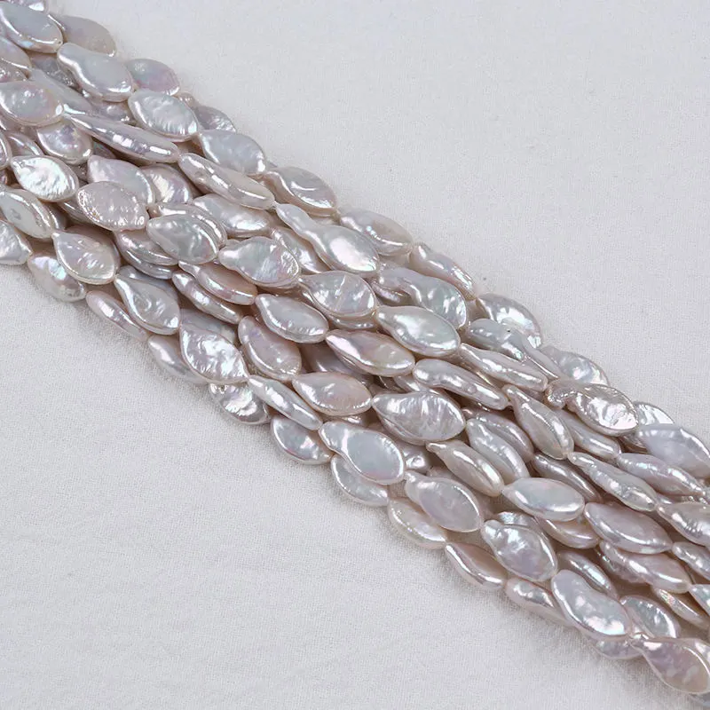 14x10mm white oval shape coin pearl freshwater cultured pearl loose beads for sale