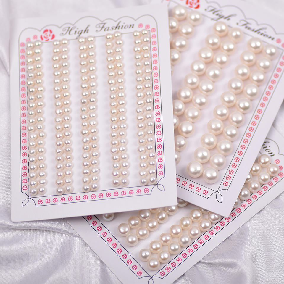 freshwater cultured pearl loose beads white button pearl half hole wholesale