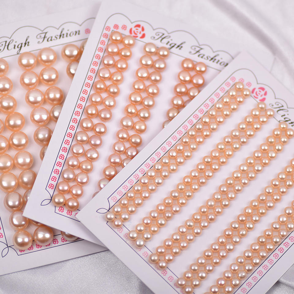 freshwater cultured pearl loose beads pink button pearl half hole wholesale