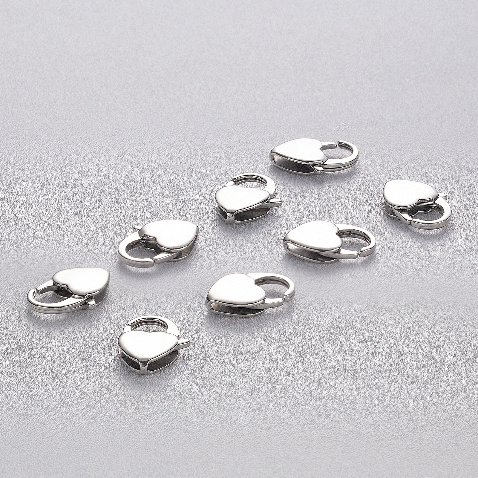 unique silver heart shape lobster clasp jewelry findings accessaries wholesale