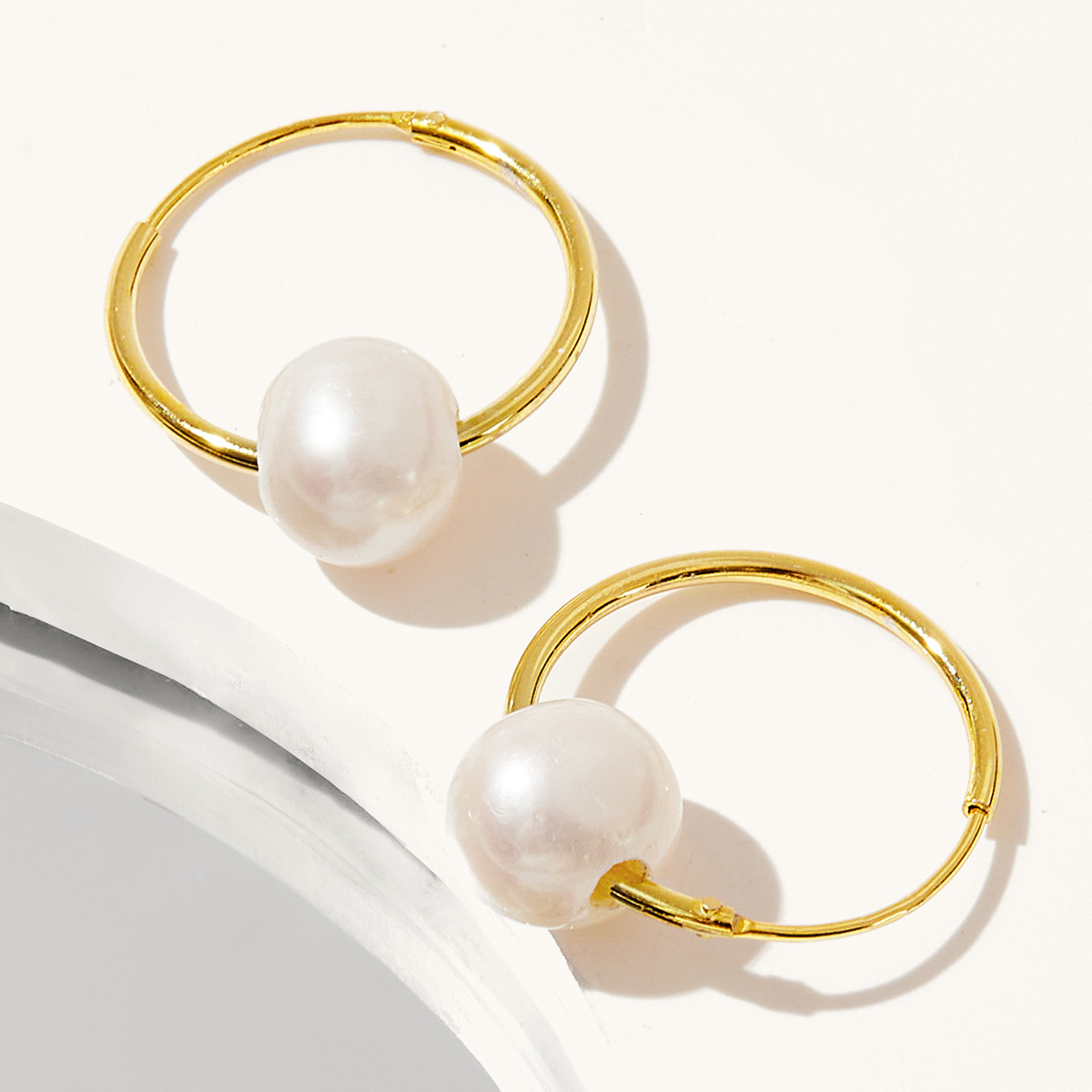 18mm fashion handmade freshwater cultured pearl silver huggie earrings for women girls jewelry gifts