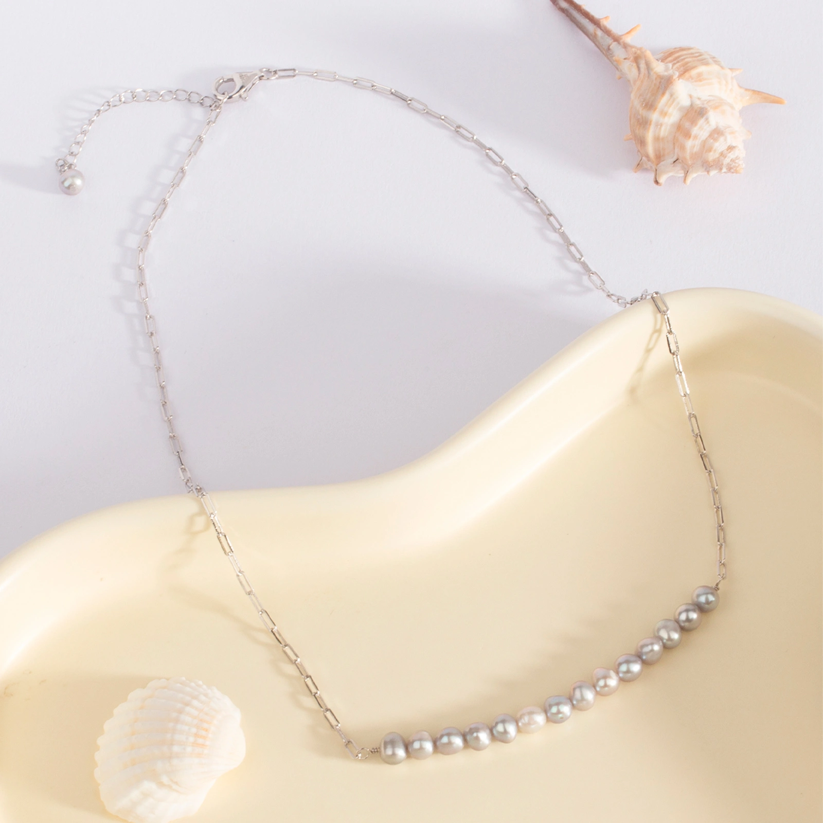 4-5mm freshwater cultured pearl silver chain necklace for women girls handmade jewelry gifts