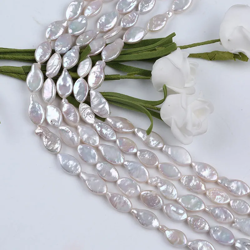kinds of sizes freshwater cultured pearl loose beads wholesale white oval shape coin pearl jewelry accessaries