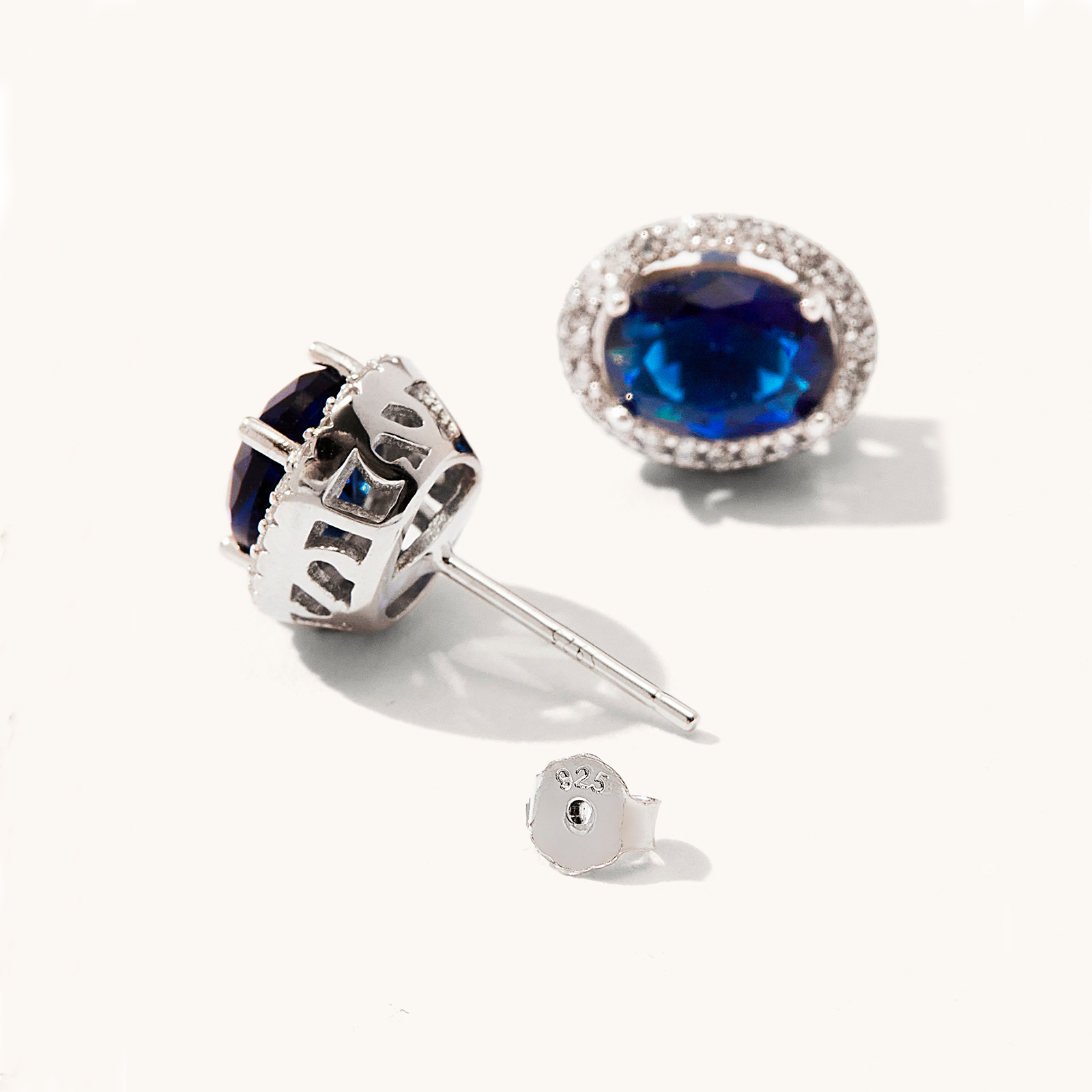 925 stelring silver stud earrings with blue zircon for women girls gifts