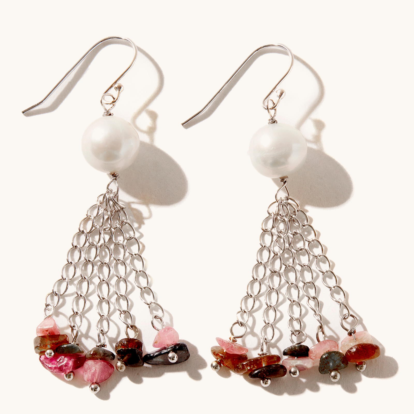 5-6mm tourmaline drop with freshwater cultured pearl earrings simple elegant 925 sterling silver hook earrings for women girls