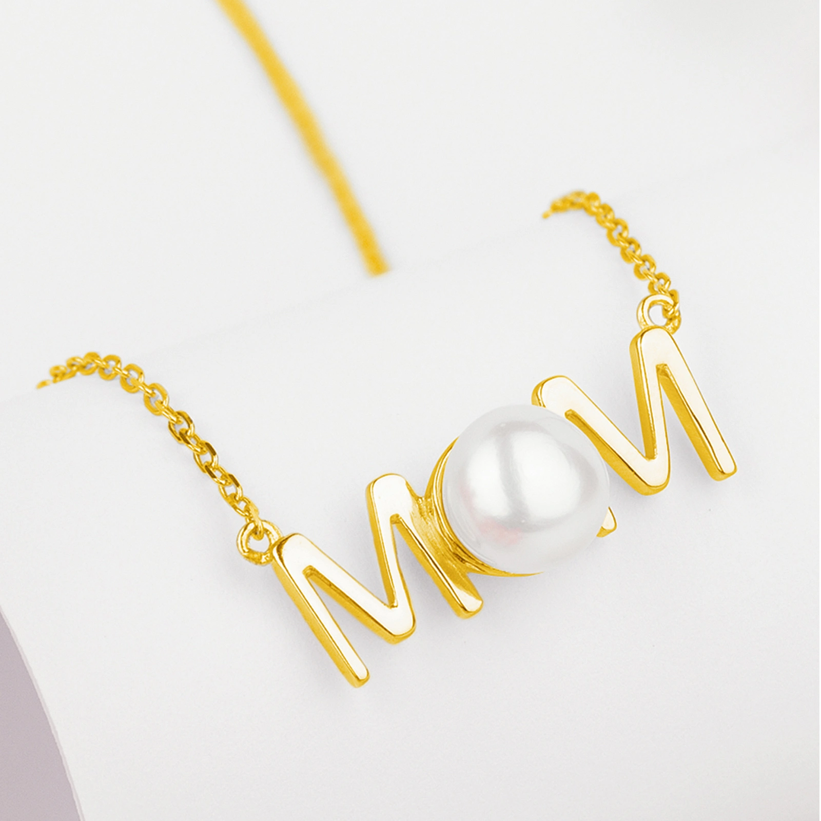simple elegant silver chain necklace with white 7-8mm freshwater button pearl rhodium plated women jewelry gifts