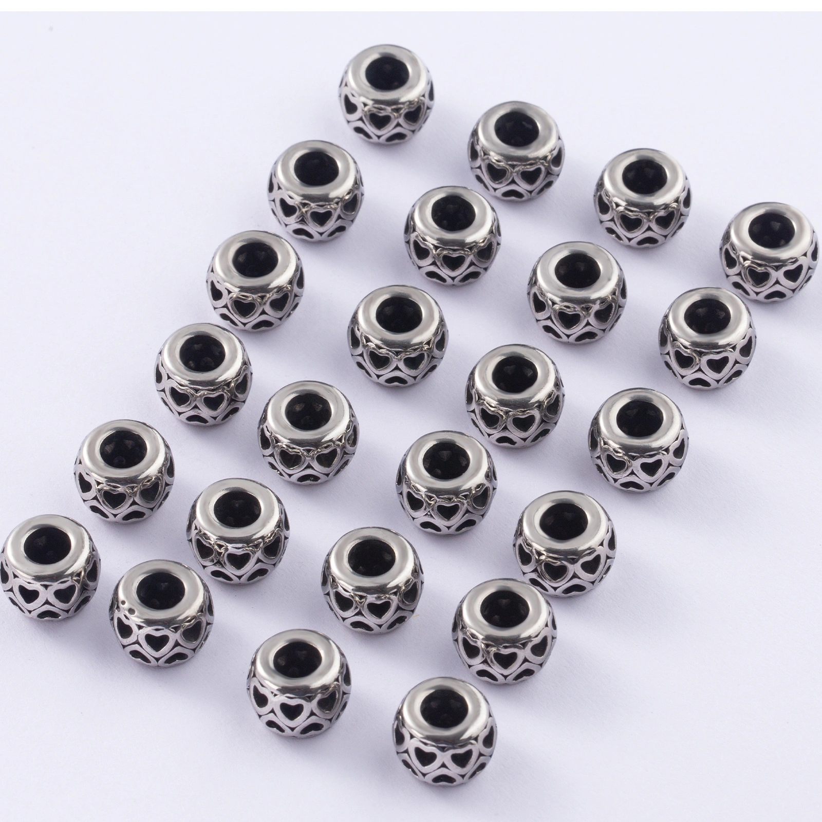 round large hole heart charm jewelry findings spacer beads