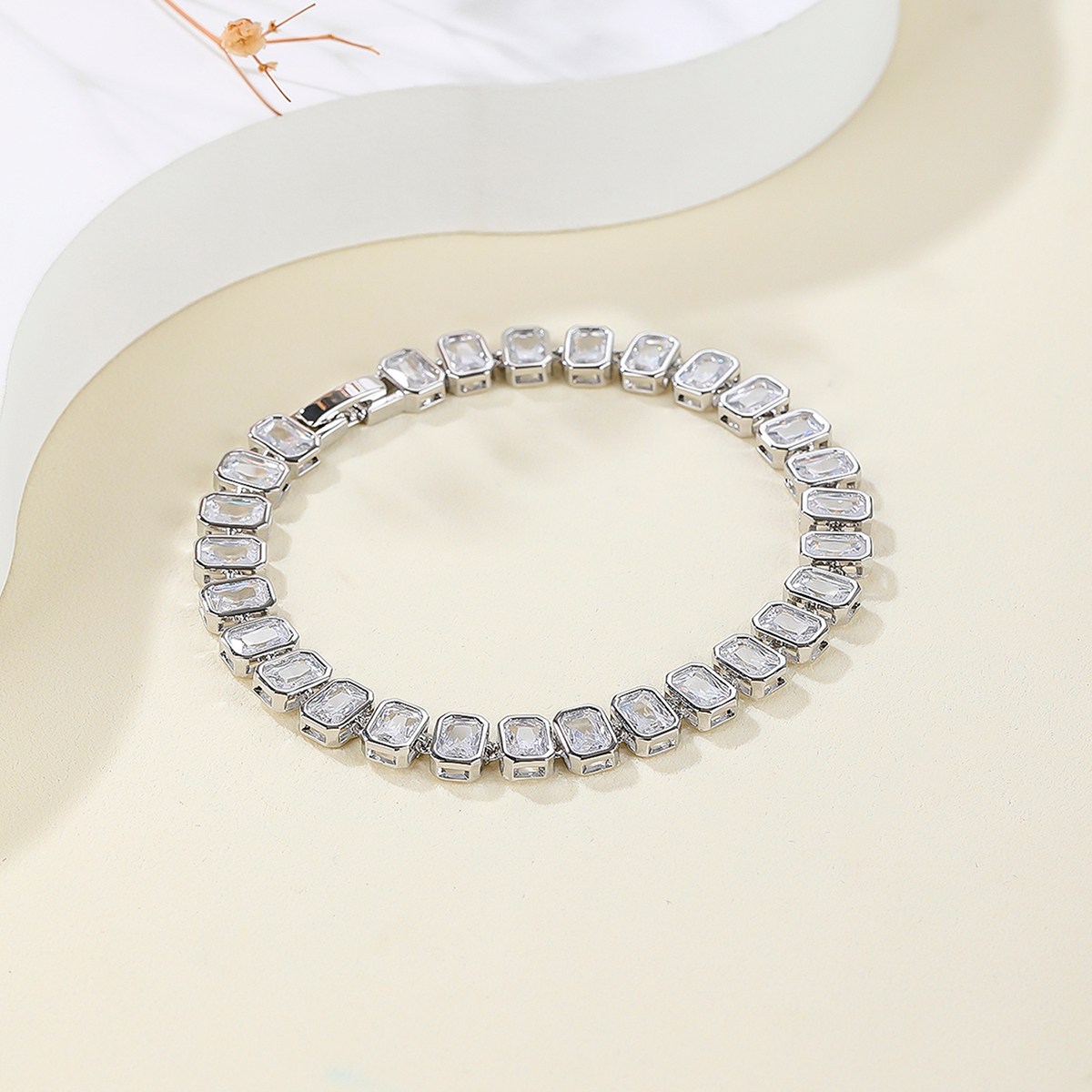 brass chain with white cz bracelets handmade jewelry gifts