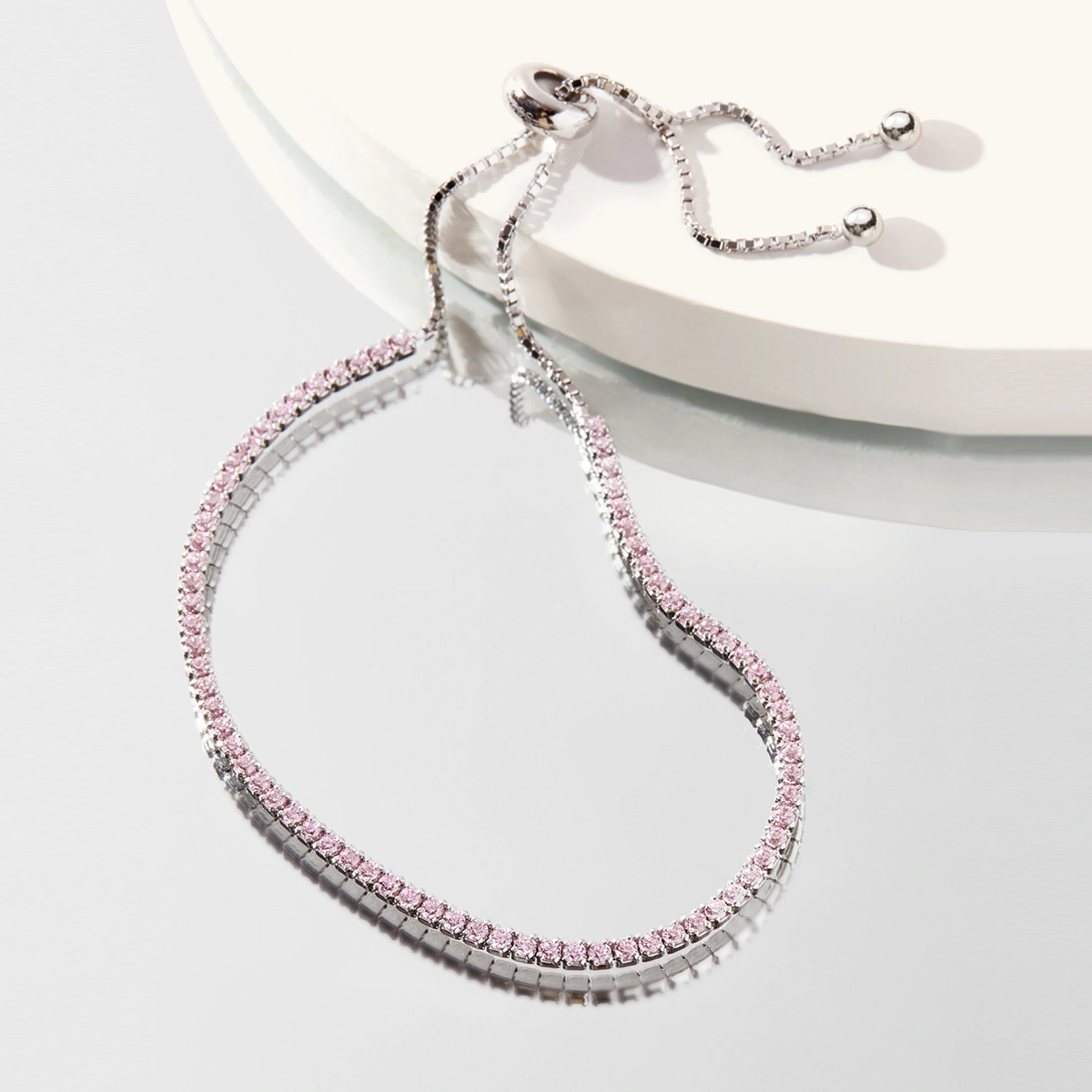 fashion elegant simple silver adjustable bracelet with claw cz