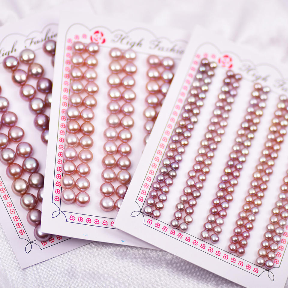 freshwater cultured pearl loose beads lilac button pearl half hole wholesale