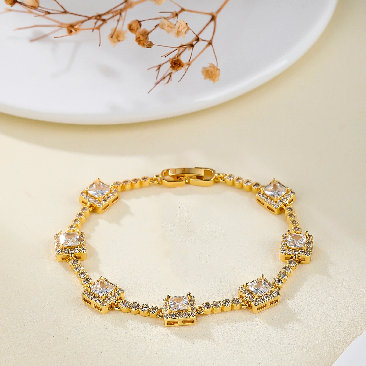 Gold plated cz tennis bracelets handmade jewelry gifts