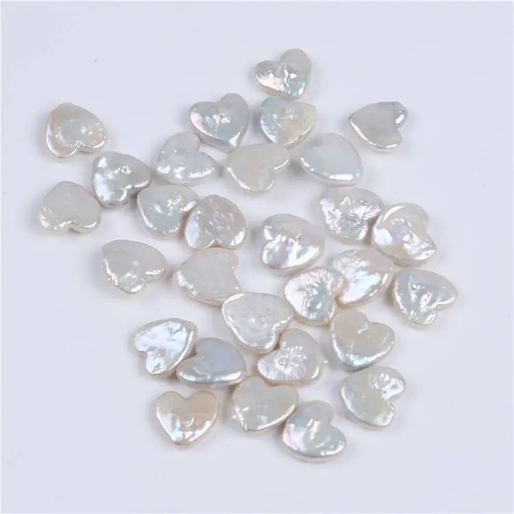 12x12mm white heart shape coin pearl freshwater cultured pearl loose beads for sale