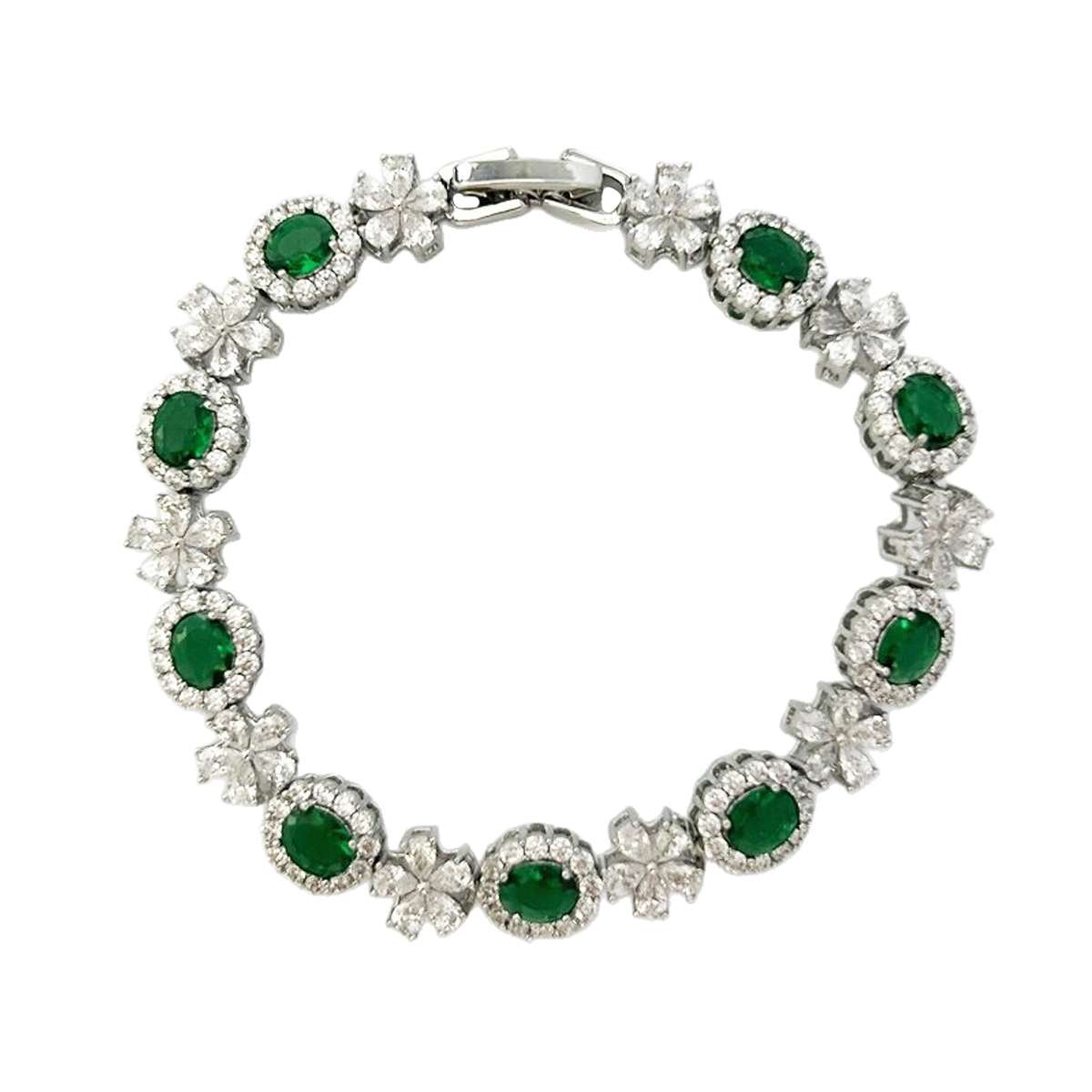 Luxury Oval Cut Green Cubic Zirconia Bracelet for Women