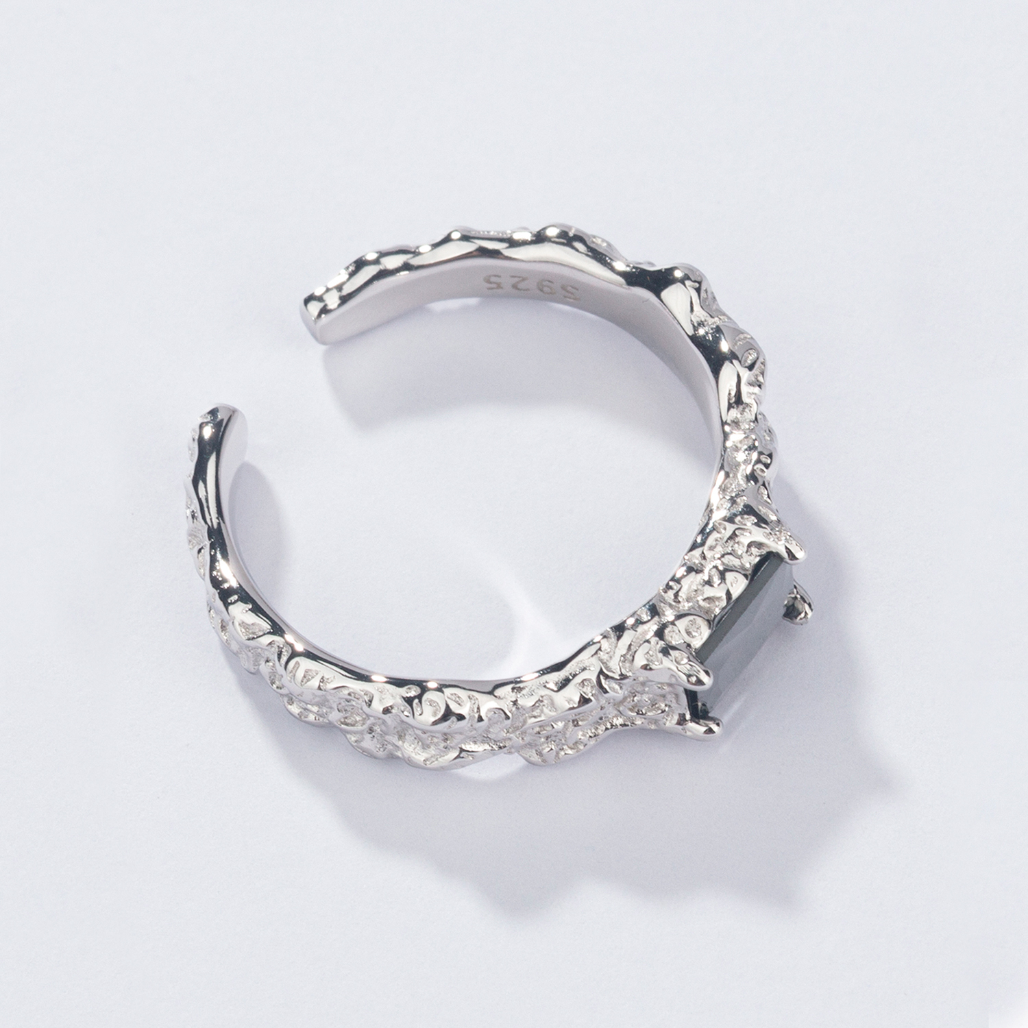 925 sterling silver adjustable ring with black onxy fashion handmade ring for women men