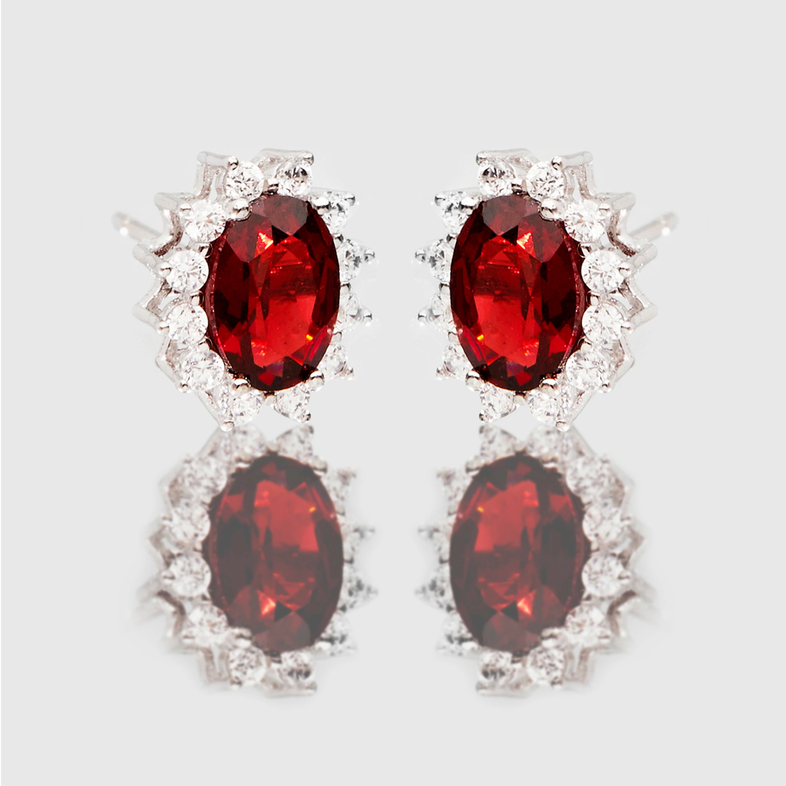 Red CZ earrings with 925 stelring silver stud earrings for women girls jewelry gifts