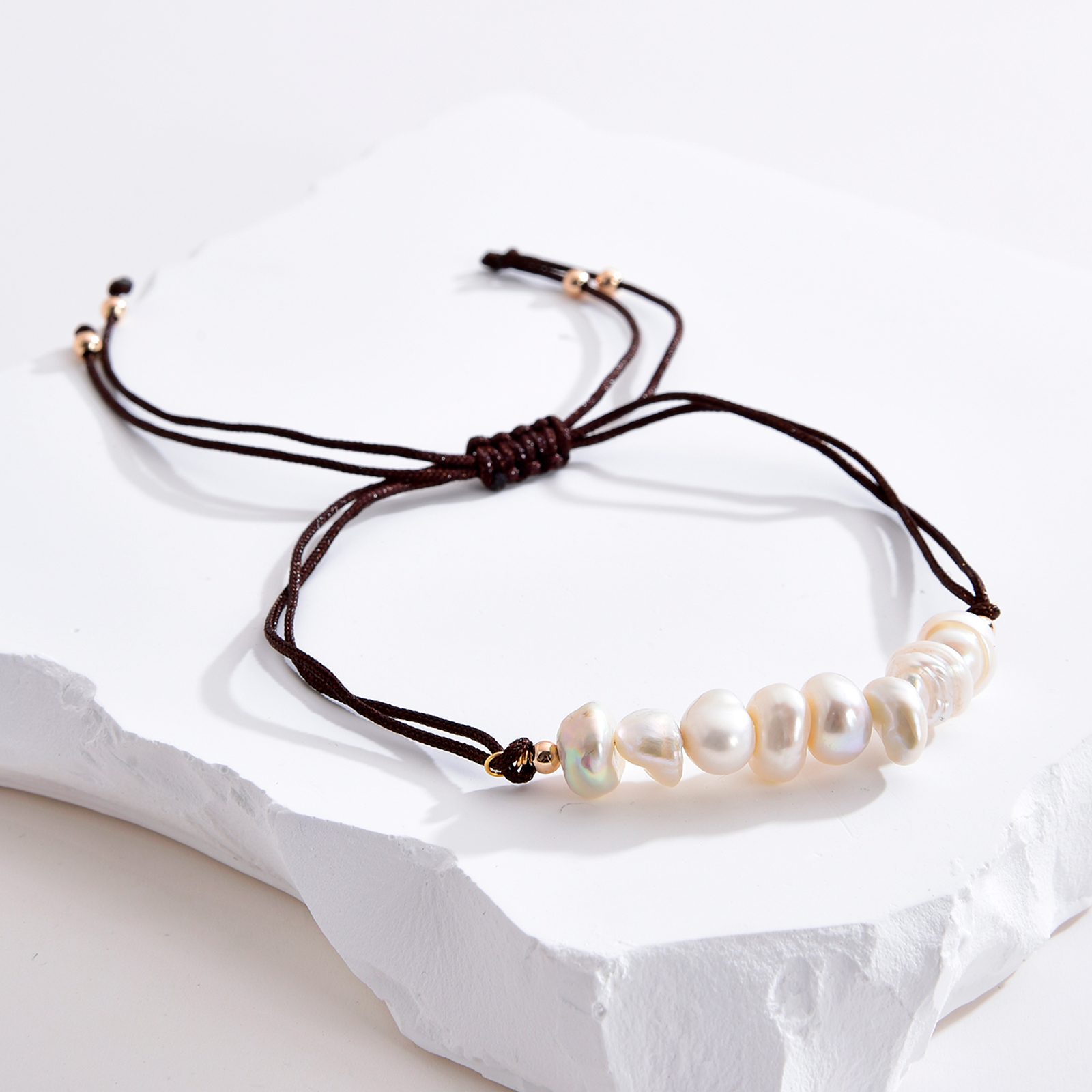 Freshwater pearl string adjustable bracelets for women