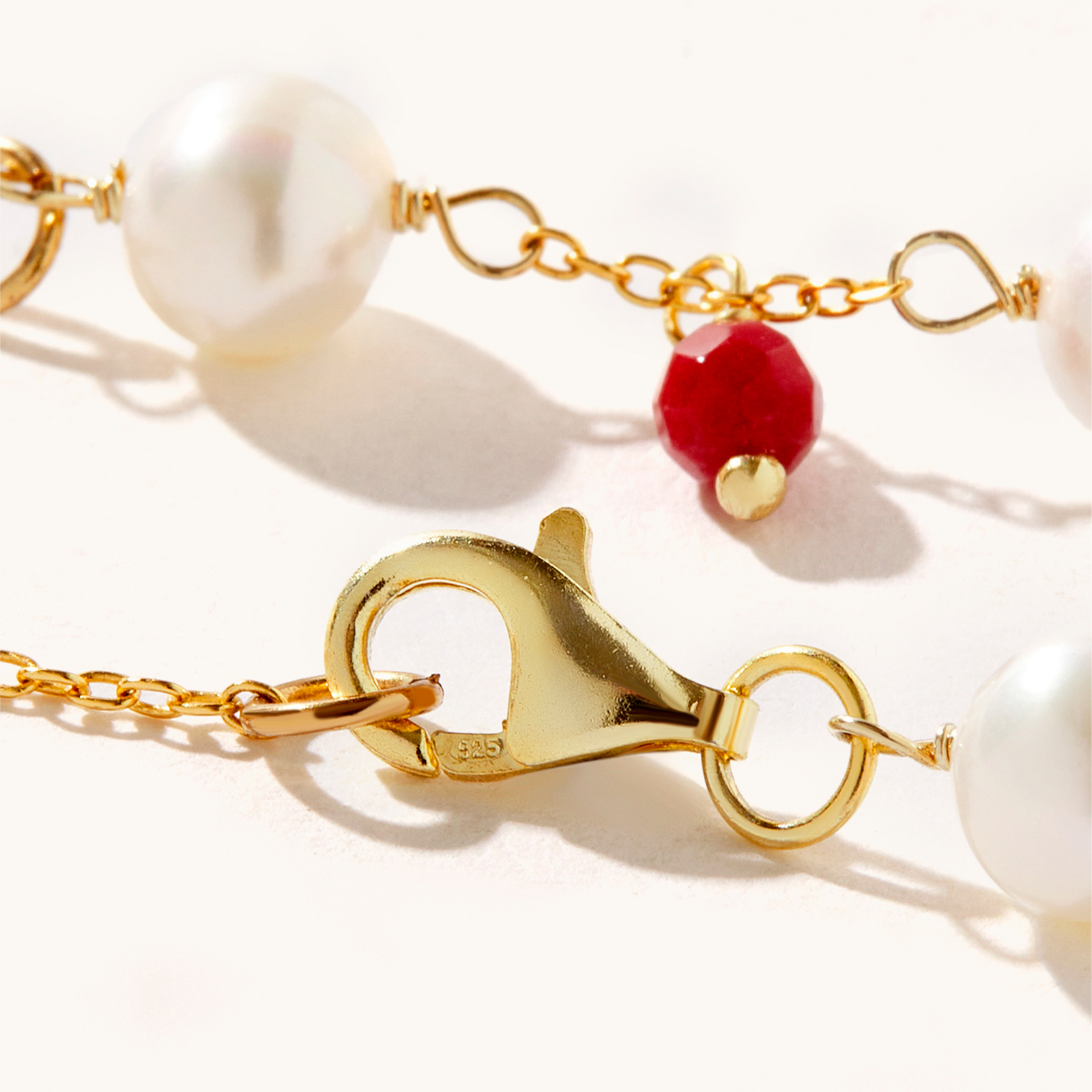5-6mm white freshwater cultured pearl silver chain bracelet with red agate fashion handmade pearl bracelet for women