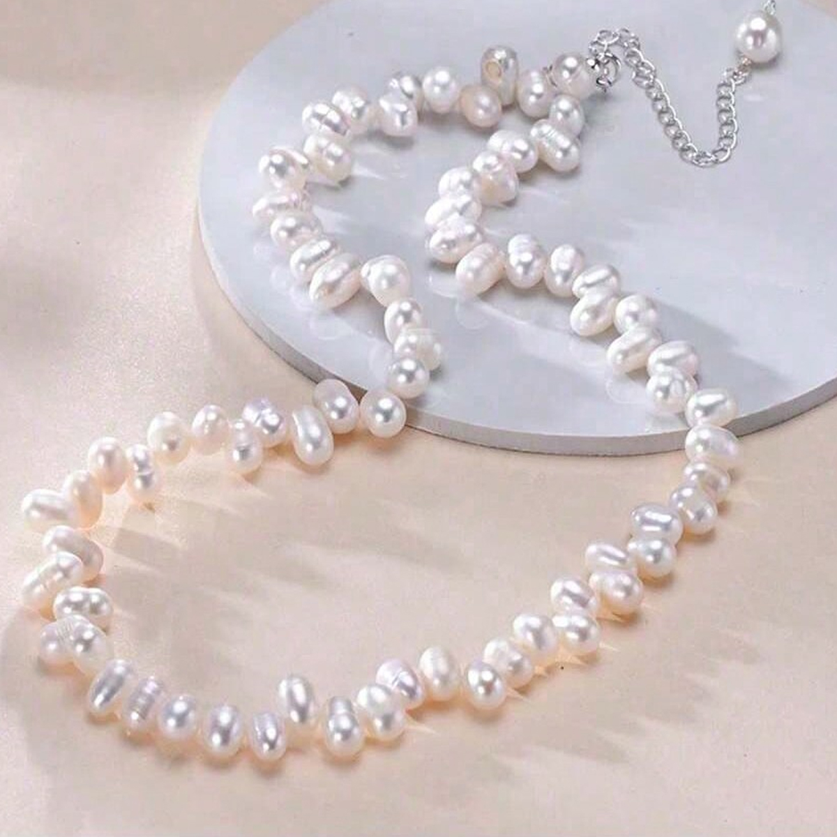 Fashion freshwater cultured pearl 925 sterling silver necklace