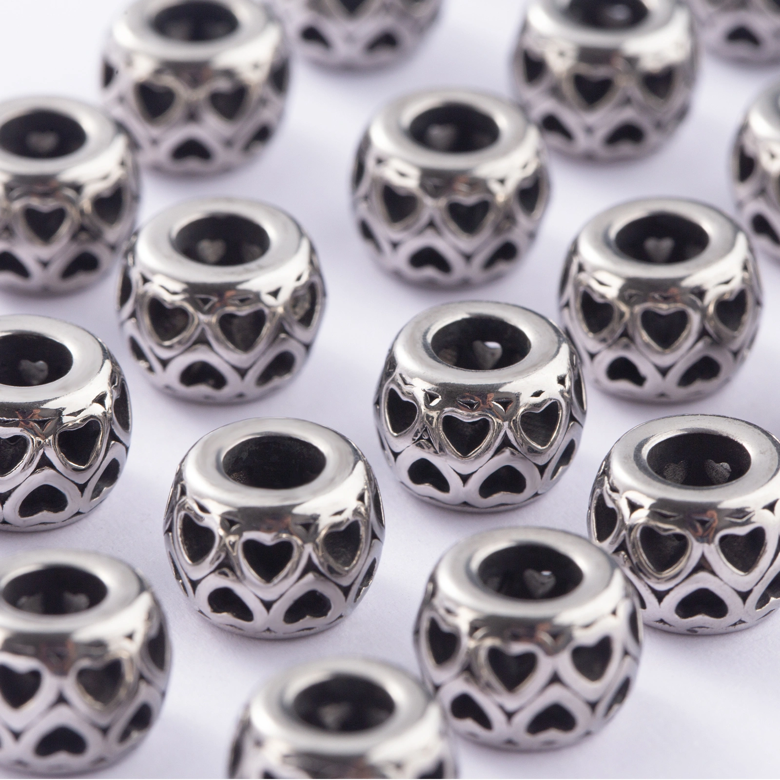 unique big hole spacer beads jewelry finding stainless steel spacer beads heart charm jewelry spacer beads