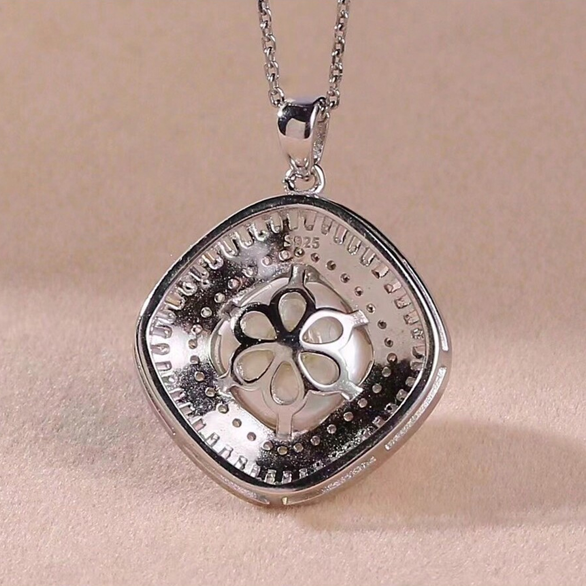 925 sterling silver cz pendant with button pearl pendant for women