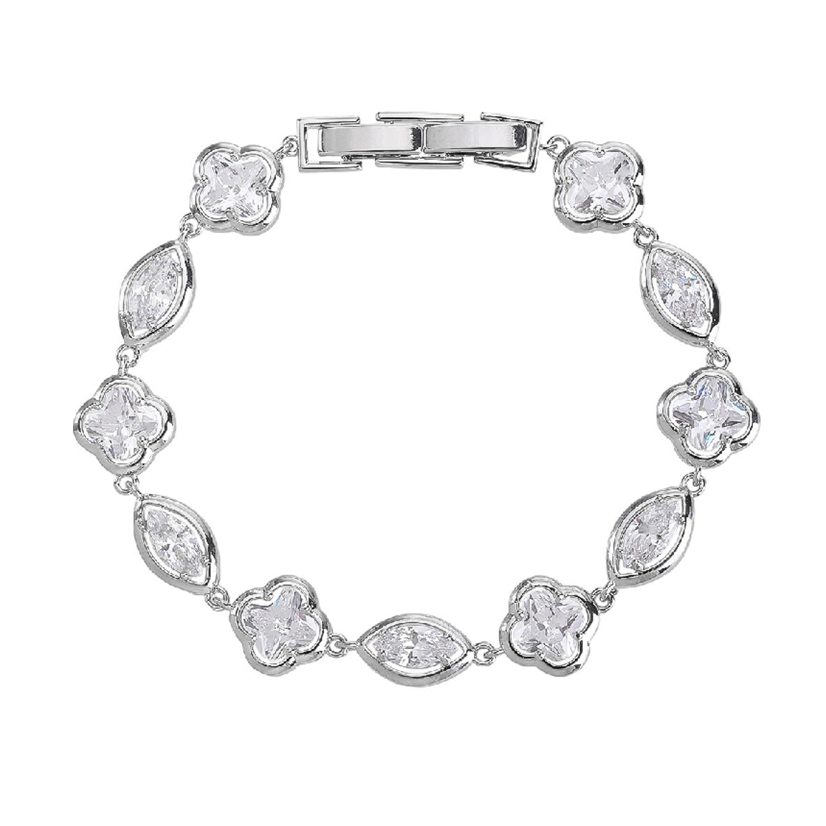 A dazzling, thoughtful gift for the special women in your life, this bracelet features sparkling white cubic zirconia set in polished silver-plated copper paperclip links.