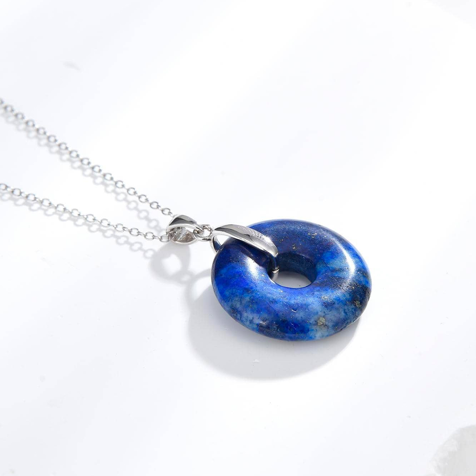 Lapis stone pendant with 925 sterling silver chain necklace handmade jewelry