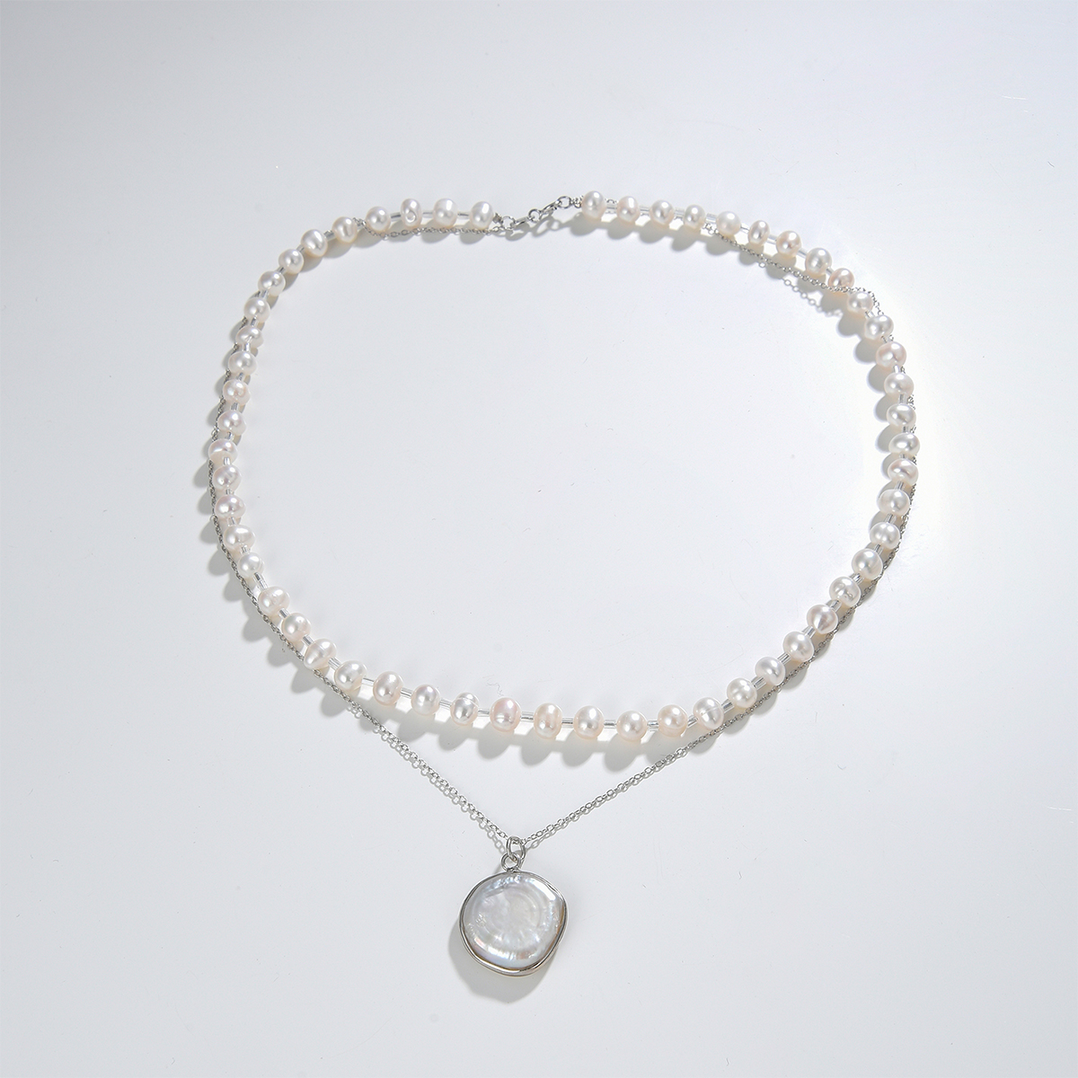 Freshwater cultured coin pearl pendant necklaces with 925 silver chain necklace fashion jewerly