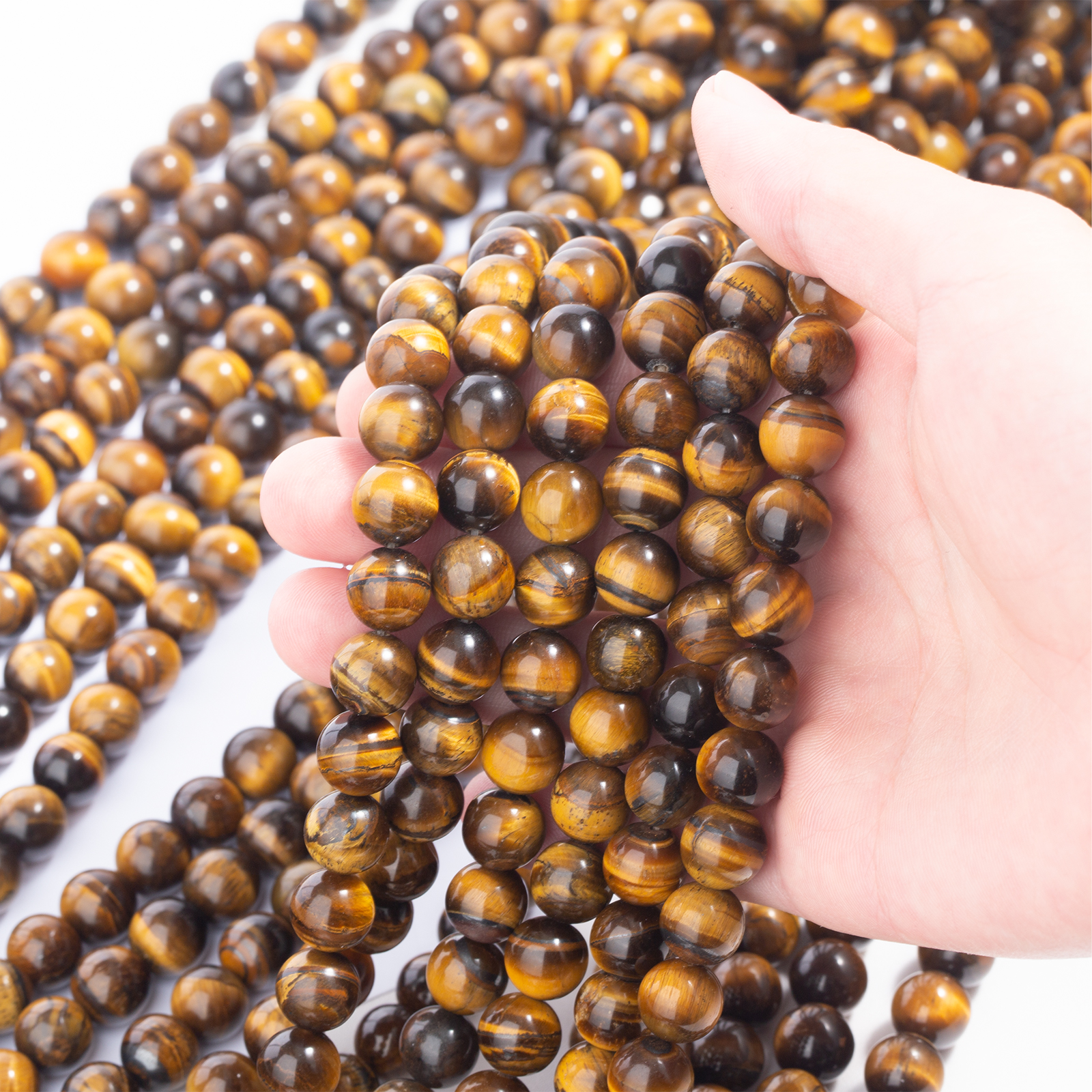 10mm whole drill large round tiger eyes wholesale