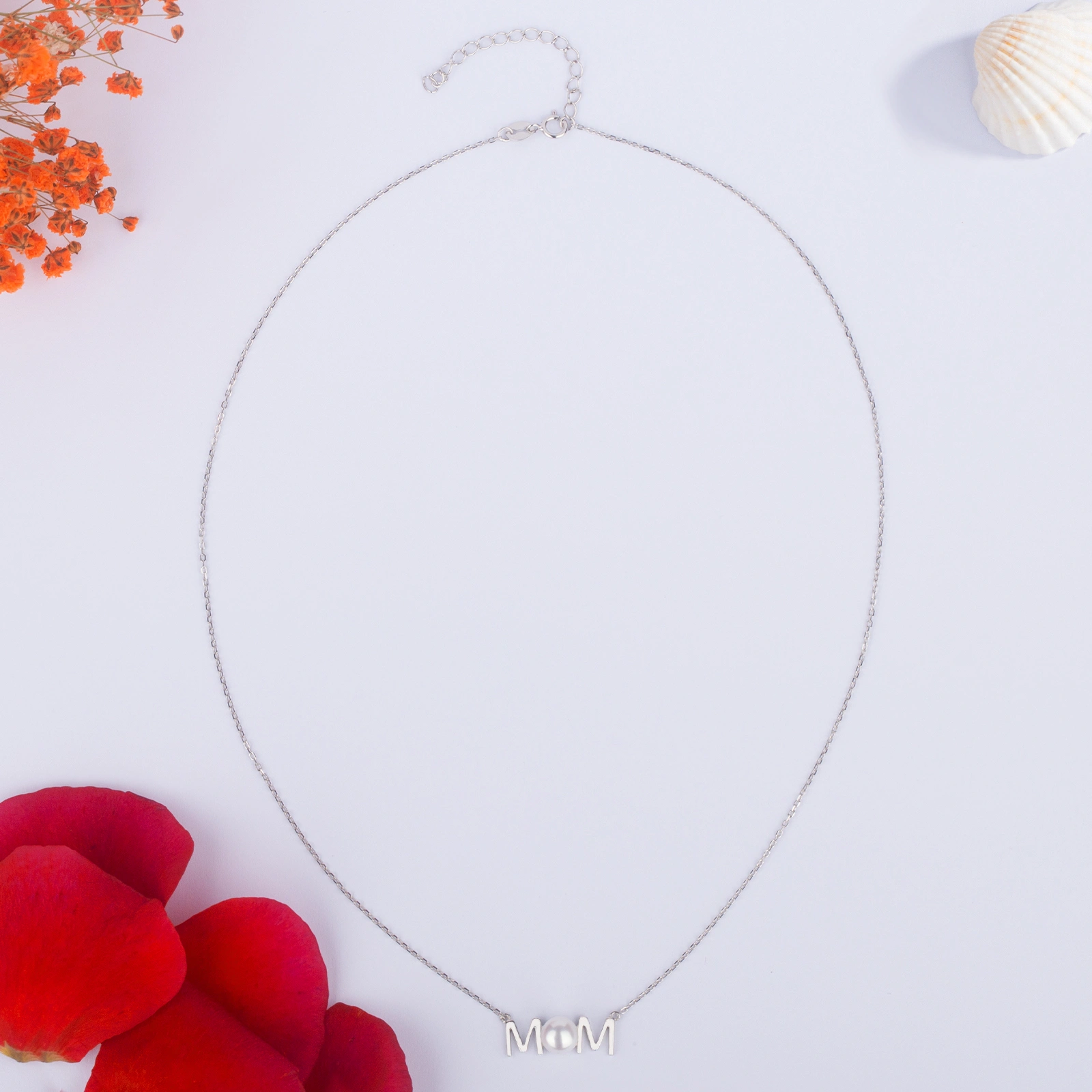 7-8mm white freshwater cultured pearl silver chain necklace for women elegant mothers jewelry gifts