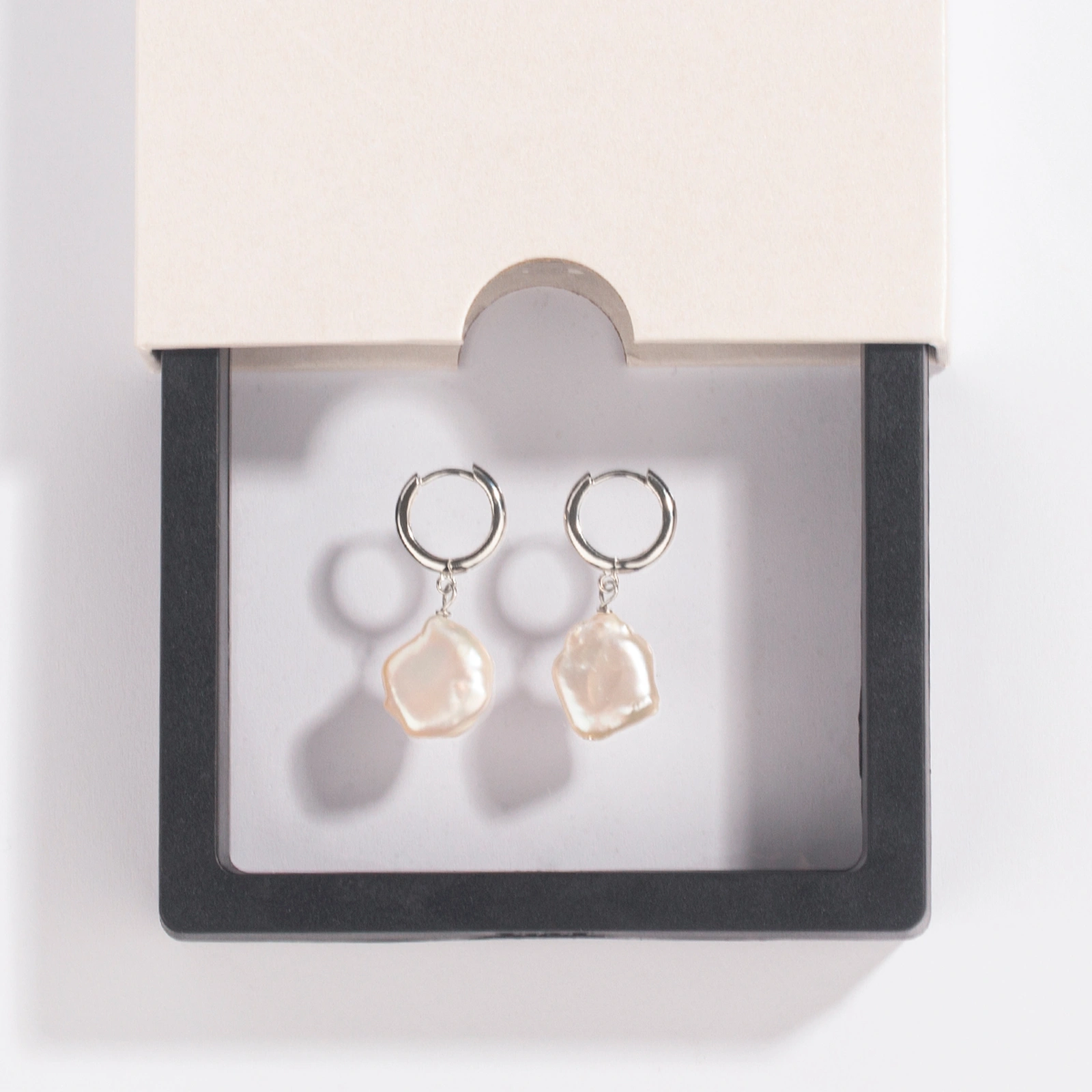 freshwater cultured pearl drop silver huggie hoop earrings for women girls handmade fashion jewelry gifts