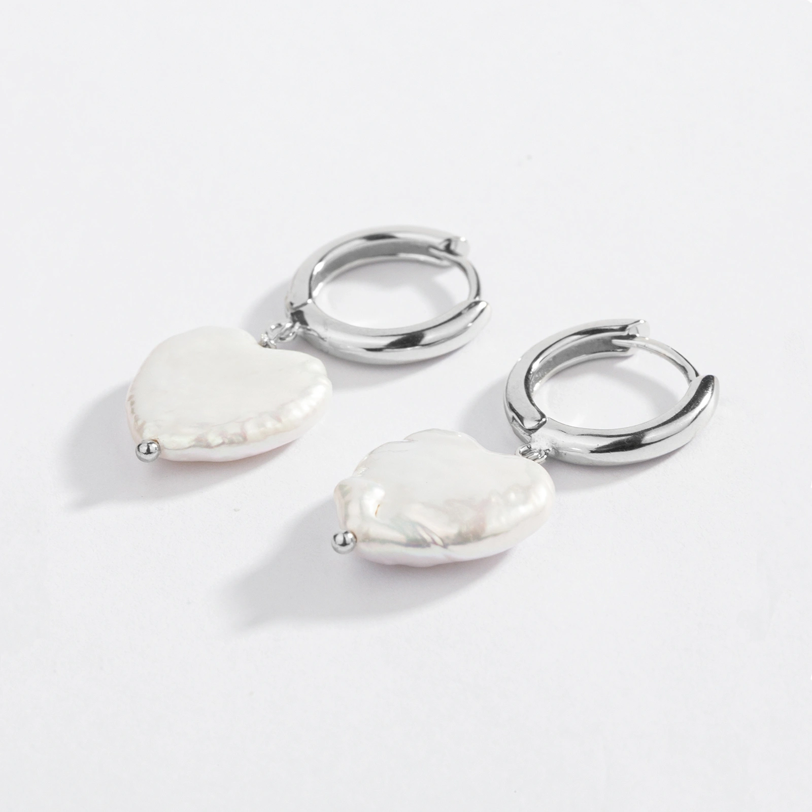 freshwater cultured pearl drop silver huggie hoop earrings for women girls handmade fashion jewelry gifts