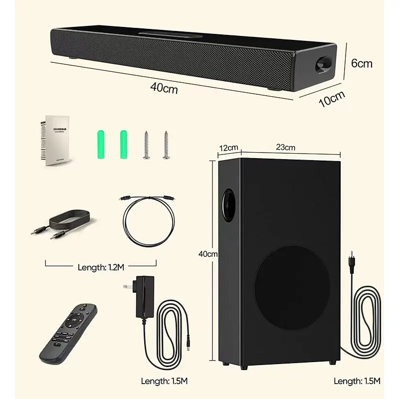 80W 2.1ch Soundbar with Powerful Wireless subwoofer, S-Force PRO Front Surround Sound, and Dolby Digital.