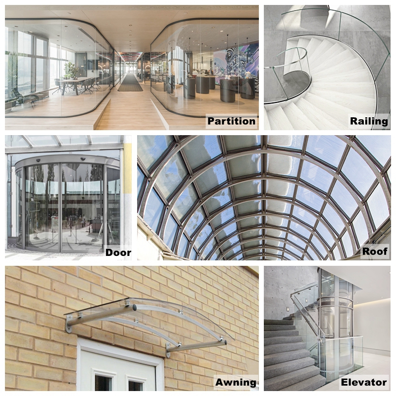 17.52mm low iron curved laminated glass-SZG
