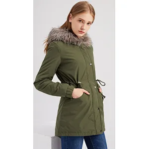 Fleece Lining Winter Women Hooded Coat with Fur